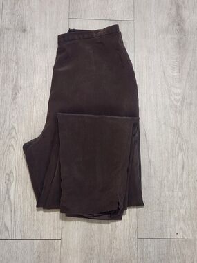 🔥 VINTAGE Finity 100% Silk Brown Trousers Petites 10